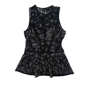 H&M Black Lace Lined Peplum Sleeveless Top Size 4 Women’s